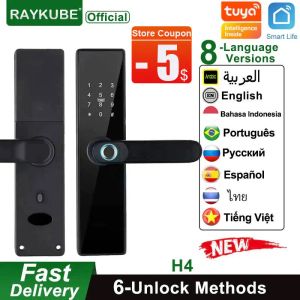Verrouille 2022 New Raykube H4 Tuya Electronic Lock WiFi Smart Door verrouillage d'empreinte digitale Lock Mot de passe du mot de passe IC Carte IC Clé USB Charge pour Smart Home