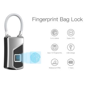 Vergrendeling 2023 Nieuwe elektronische hangslot vingerafdrukvergrendeling USB -oplaadbare Smart Keyless Security Locker Home Bagage Dormitory Deur Lock