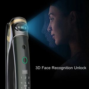 Verrouillage 3D Reconnaissance du visage empreinte digitale Cat Eye Electronic Door Lock WiFi WiFi Temote Control Home Antitheft Security IC Carte Door Lock