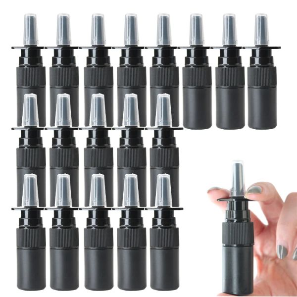 Lock 48pcs 5ml noir vide en plastique bouteilles de pulvérisation nasale pompe pulvérisateur brouillard nez vaporisateur bouteille portable rechargeable emballage d'embouteillage