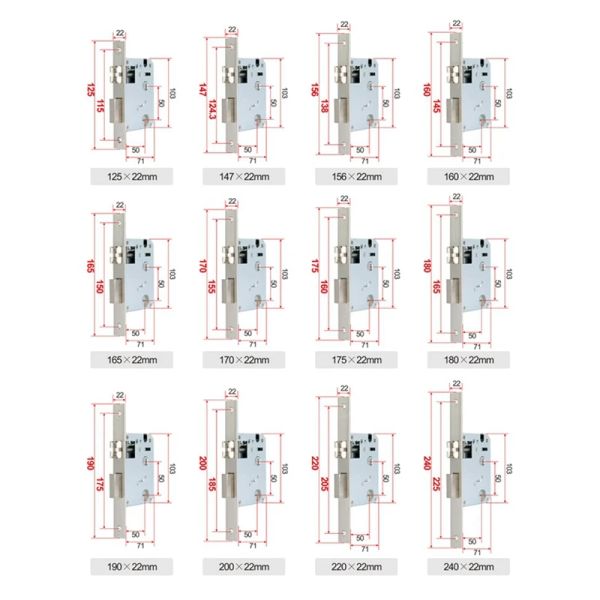 Verrouillage 5050 Corps de verrouillage métalle en acier inoxydable Corps électronique 5050 Morttise pour Tuya Reconnaissance du visage Empreinte Smart Door Lock