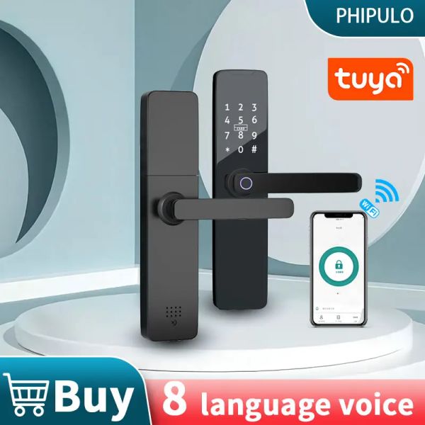 Verrouillage 8 langues Tuya verrouillage électronique étanche à la porte de serte de serrure de serrure électronique kit wifi déverrouille le verrou de porte intelligente