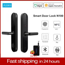 Vergrendel Aqara N100 Smart Door Lock Fingerprint Bluetooth -wachtwoord NFC Unlock werkt met Mijia HomeKit Smart Linkage met deurbel