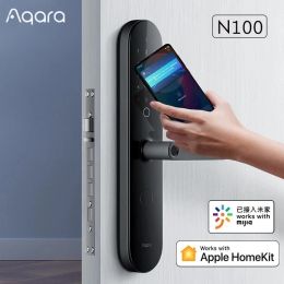 Verrouiller Aqara N100 Smart Door Lock Empreinte Mot de passe Bluetooth Déverrouillage avec sonnette pour la porte pour xiaomi Mi HomeKit Smart Linkage