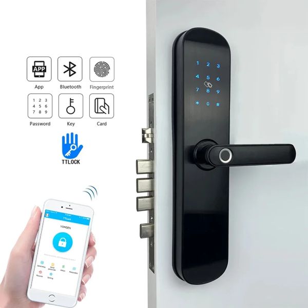 Verrouillage de verrouillage digital biométrique Lock de sécurité de sécurité Home Entrée Smart Door Lock avec TTLOCK Système de contrôle d'accès à la porte à déverrouiller à distance