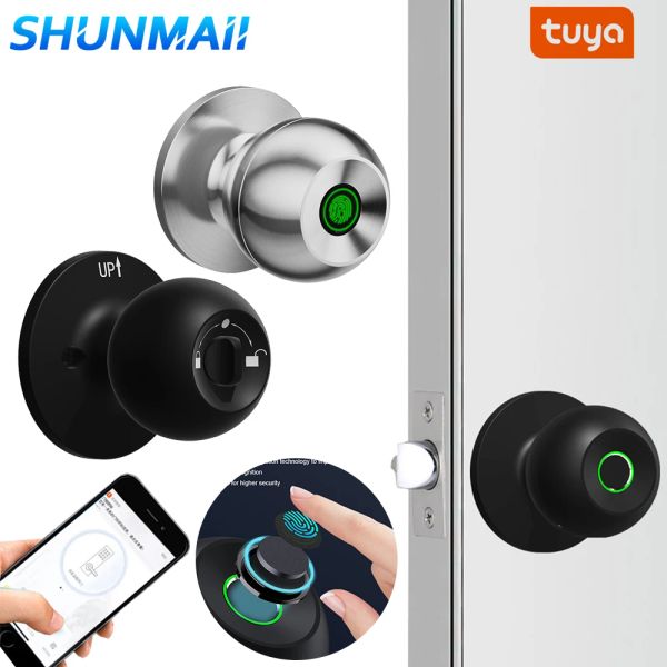 Verrouillage biométrique empreinte digitale Smart Door Lock Tuya Application Contrôle de mot de passe numérique Electronique Lock Sécurité Knobs sans clé