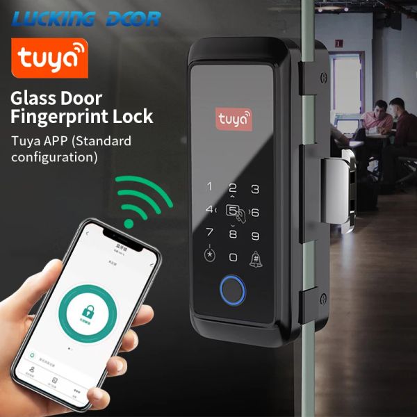 Lock Bluetooth Tuya Control de la aplicación Sliding Glass Digital Smart Lock Lock Electronic Lock Electronic Double Door Lock 13.56MHz RFID