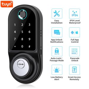 Vergrendelde bluetooth tuya -app afstandsbediening smart deadbolt vergrendeling vingerafdruk digitaal wachtwoord indoor huis elektronische vergrendeling medische sleutel