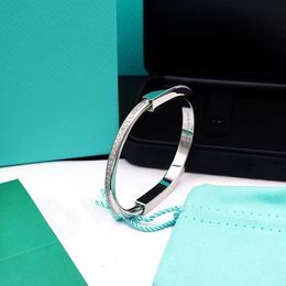 Bracelet de verrouillage en titane et acier, diamants en forme de U, bijoux de luxe pour femmes et hommes, avec sac en velours