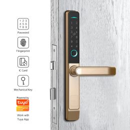Vergrendel CNC Proces Wireless Tuya Smart House Gate NFC -kaart Digitale vingerafdrukvergrendeling op aluminium deur