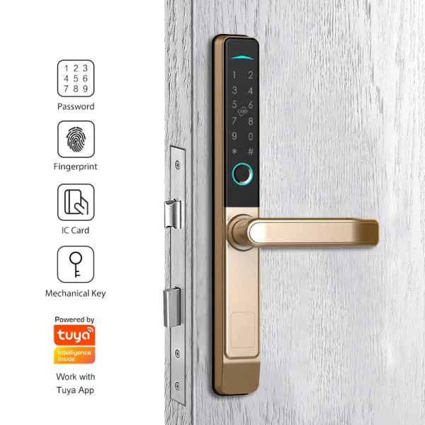 Verrouiller CNC Process Wireless Tuya Smart House Gate NFC Carte NFC Digital Empreinte verrouillage sur la porte en aluminium