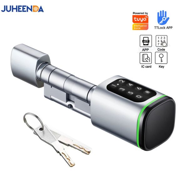 Verrouiller Euro Door Smart Cylinder Lock Tuya Bluetooth App Digital Motword Motch Carte Mechanicak Key Ttlock Unlock Home Electronic Smart Lock