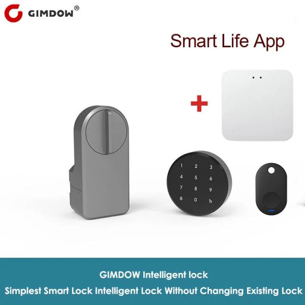 Verrouillage Gimdow Smart Door Lock Hotel Apartment Intelligent Sticker Installation Bluetooth Compatible TUYA Smart App Electronic Lock
