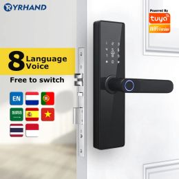 Verrouiller H4 WiFi Electronic Door Lock avec Tuya App application à distance Biométrique Mot de passe d'empreinte digitale Clé Unlock TUYA Smart Door Lock