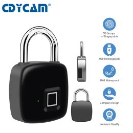 Vergrendeling Micro USB Oplaadbare Smart Keyless Fingerprint Lock IP65 Waterdichte Antitheft Beveiliging Beveiliging Deur Bagage Case Lock