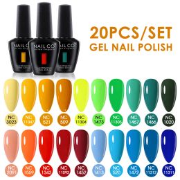 Verrouiller Nailco 15 ml 20pcs vernis à ongles en gel ensemble printemps d'été Couleur UV Nail art tout pour la peinture en gel de manucure pour les professionnels du bricolage