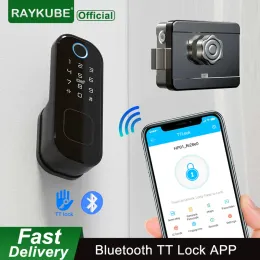 Lock Raykube vingerafdruk Smart Door Lock Bluetooth TT Lock Smart Lock 13.56MHz Digitale code Alexa Google Assistant Security Lock