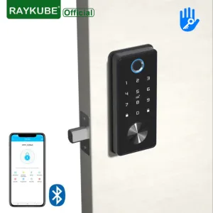 Verrouiller Raykube T1 Black TT Lock Bluetooth Deadbolt TTLOCK application Porte Lock Smart Carte Smart Electronic For Security Mortise Smart Home