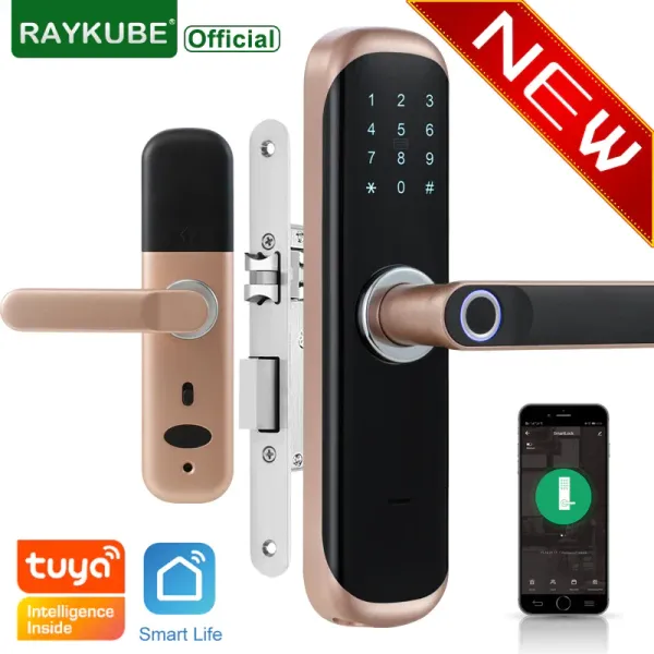 Lock Raykube Tuya Huella de huellas Lock Smart Card / Code / Digital Code / Electron Electronic Home Office Security Mortkey X3 x3