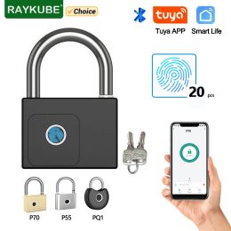 Lock RAYKUBE Tuya Smart Padlock Fingerprint Waterproof USB Charging Quick Identification Unlock Sensor High Quality P70/P55/PQ1