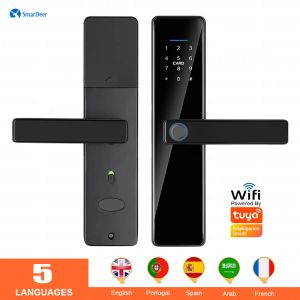 Verrouiller le smardeer Electronic Door Lock Tuya Smart Lock avec 5in1 Entrée sans clé d'empreinte digitale via l'empreinte digitale / mixte / carte / application