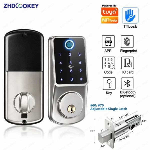 Lock Smart App Electronic Deadbolt Bloqueo Factor de huella dactilar Código de contraseña RFID Entrada de la llave TUYA Ttlock Smart Door Lock for House Apartment