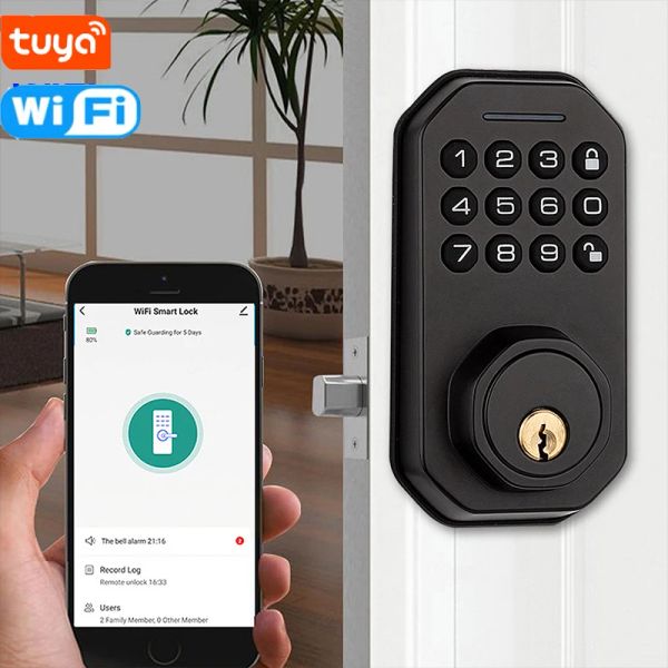 Lock Puerta inteligente Locktuya Wifi Contraseña Contraseña Mecánica Clave electrónica Bloqueo de puerta digital ELECTRO HOME ATHEFT Auto Lock Protección de seguridad