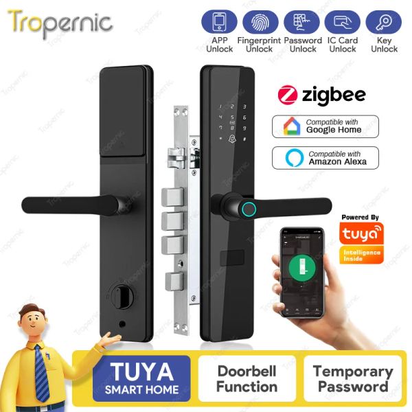 Lock Smart Door Home Lock Tuya Zigbee App RFID Lock ProssCode Lock Electronic Digital Digital Push and Pull Poor Locks System System Horebell