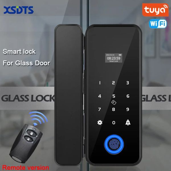 Bloqueo con cerradura inteligente para puerta de madera de puertas de vidrio o wifi Tuya Smart biométrico Bloqueo de huellas dactilares Lock Lock Digital Lock Simotrenador gratis