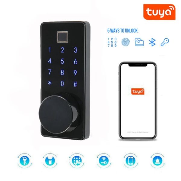 Verrouillage Smart Lock Entrée sans touche Bluetooth BLUYA LOCK AVEC LE RETOUR RETOUR CHECTURE CHEPT CHEYPAD Mot de passe de mot de passe compatible TUYA Gateway