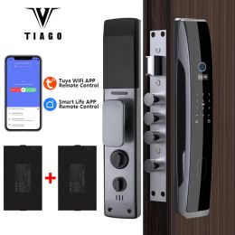 Verrouiller Tiago A7 Tuya WiFi Remote déverrouille le mot de passe temporaire empreinte magnétique Mot de passe de mot de passe entièrement automatique de porte intelligente entièrement automatique