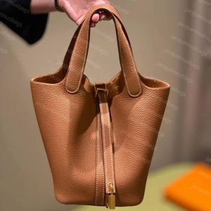 Lock Tote Bag Designer Basket Bag Emmer Tote Strandtas Reishandtas Casual Real Leather Tote Schouder Strandmode Tas 18cm