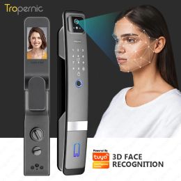 Lock Tropernic Mobile Tuya WiFi Lock Water Dicht Outdoor Smart Biometrische vingerafdrukgezicht Automatisch deurslot met oogscanner