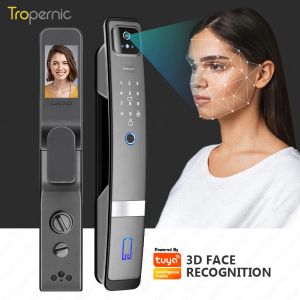 Verrouillage trophernique mobile tuya wifi verrouillage étanche étanche extérieur smart biométrique face empreinte verrouillage de porte automatique avec scanner pour les yeux