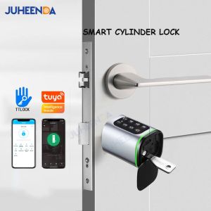 Vergrendelt ttlock -app tuya bluetooth smart cilinder digitale wachtwoord rfid card code code sleutelloze euro profiel vergrendeling cilinder voor toegangsdeur