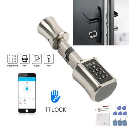 Verrouillage ttlock Bluetooth Smart Cylinder Lock WiFi Security Wireless Electronic Digital App Code Keypad Code RFID Carte sans clé Lock