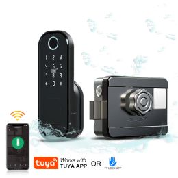 Verrouillage ttlock / tuya bluetooth smart verrouillage wifi mot de passe électronique manche de porte verrouillage mot mot de passe de verrouillage intelligent carte ic avec touche métallique