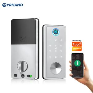 Verrouiller l'empreinte digitale de l'application Tuya sans poignée verrouillage Cerradura Inteligentte WiFi Biométrique Dead Bolt Electronic Smart Door Lock