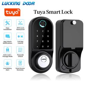 Lock Tuya Aplicación Control remoto Lock Smart Door Deadbolt With Keys Bloqueo de huellas Factores Electrónica Digital Interior House Lock Electronic Lock