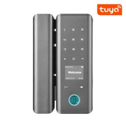 Vergrendel Tuya App Smart Fingerprint Wachtwoord Automatische slot met sleutel voor Home Office Frameless Frame Glass Push Sliding Door