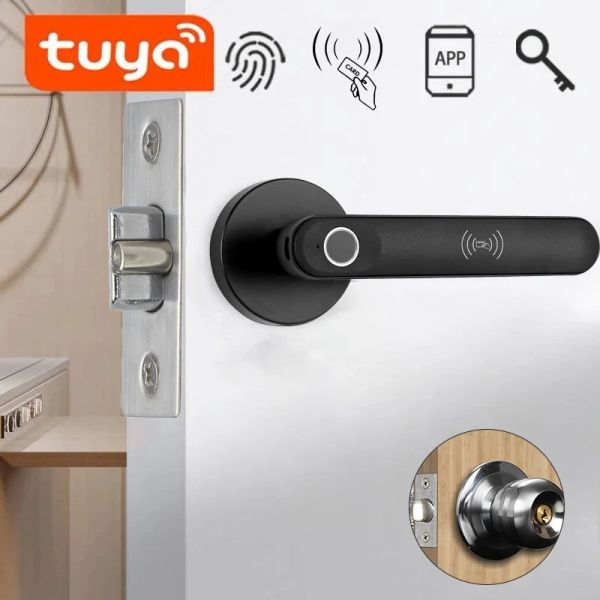 Verrouiller Tuya Biométrique Empreinte digitale Smart Door Lock RFID Electronic Lock Porte Boutons Lock pour la chambre à coucher