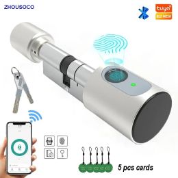 Vergrendeling Tuya Ble Smart Home Door Lock Diy Cilinder Core Fingerprint App Key IC -kaart Ontgrendel elektronisch Smart Lock Digital Keyless vervangen