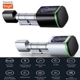 Verrouiller Tuya Ble TT Lock Smart Electronic Door Lock Ricarica USB Cilindro Fai da Te TE Core Finger Empreinte App Stue Card IC Carte de carte IC par maison