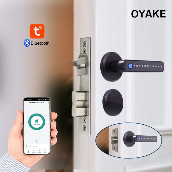 Verrouiller Tuya Bluetooth Biométrique Empreinte Smart Door verrouillage Virtual Mot de passe VLOCK DUVERC DOOR VOLE NAVIGATION Handle Lock Bouclage Home