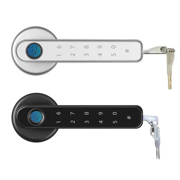 Verrouiller Tuya empreinte digitale Smart Lock Bluetooth Handle de porte sans clé Poignée de porte d'empreinte digitale électronique Contrôle de l'application Contrôle de l'application pour la porte en bois