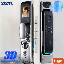 Vergrendel Tuya Smart 3D Face Deur Lock Security Face Camera Monitor Intelligente vingerafdrukwachtwoord Biometrische elektronische sleutel ontgrendeling