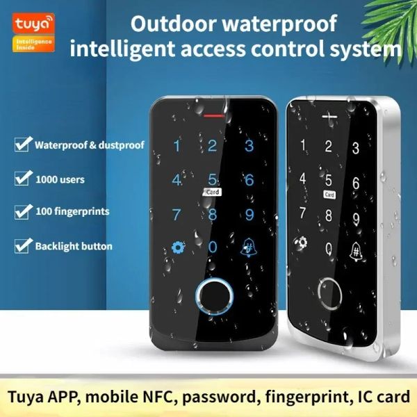 Verrouillage du système de contrôle d'accès à la porte intelligente Tuya IP65 IP65 Biométrie imperméable Carte RFID RFID NFC App Passsword Unlock Electronic Lock