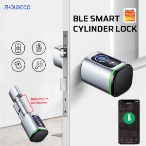 Lock tuya slimme vingerafdrukvergrendeling ttlock Bluetooth RFID -kaartcilinder SMART Deuren Lock Biometrische elektronische vergrendeling Digitale keyless Home