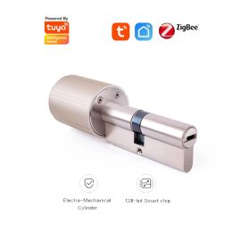 Verrouiller Tuya Smart Lock Cylinder Ekeys Wireless WiFi Zigbee Core Core Intelligent Encryption Door Lock pour UE Lock Smart Home