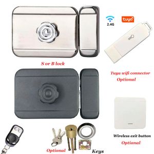 Vergrendel Tuya Smart Lock Wireless Deur Slot 433 afstandsbediening slot sleutelloze ingangsdeur slot Gate opener verborgen slot Optionele uitgangsknop